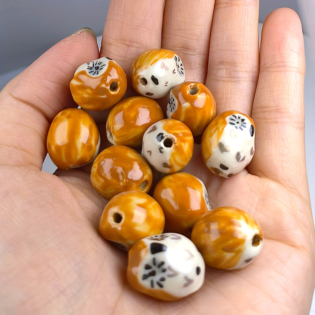 4pcs Brown Owl Ceramic Beads for Jewellery Making